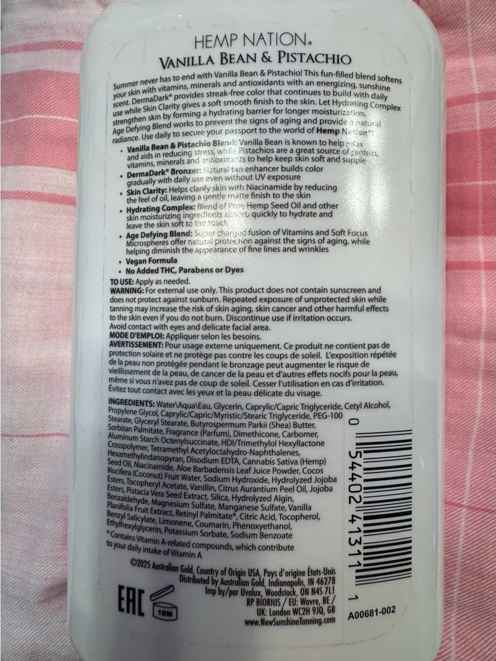 Australian Gold Vanilla Bean & Pistachio Body Lotion and Body Wash